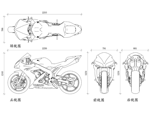  雅马哈摩托设计cad图库 