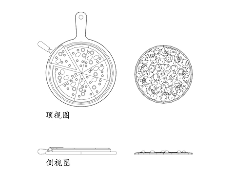  比萨菜单设计 比萨摆放方式 比萨切片展示 比萨配料布局 比萨cad大样图 