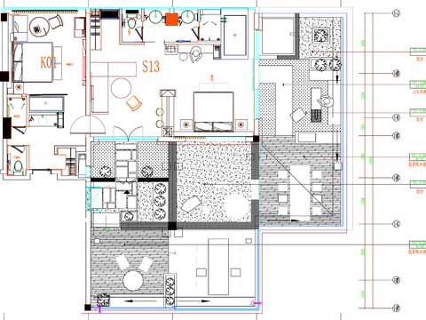  家居套房cad平面图 