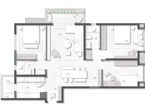  123㎡精装房cad平面图 