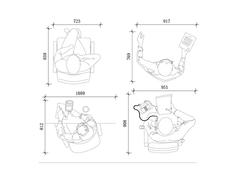  员工办公平面图 会议交流平面图 客户接待平面图 休息放松平面cad大样图 