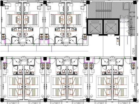  酒店客房cad平面图 