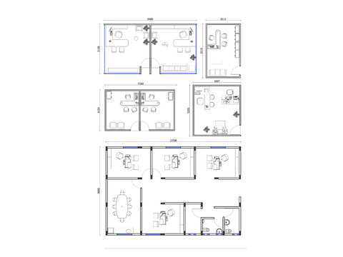  开放式办公室 封闭式办公室 创意型办公室 传统型办公室cad大样图 