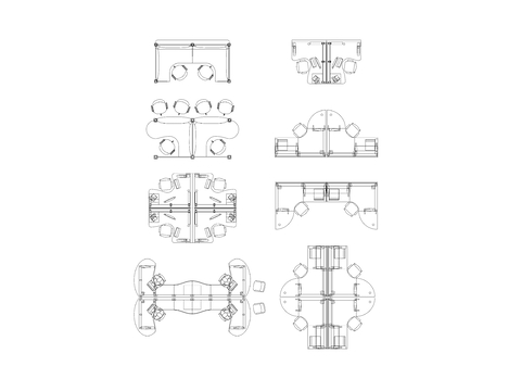  直线型工位 L型工位 圆形工位 弧形工位 可调节高度工位cad大样图 