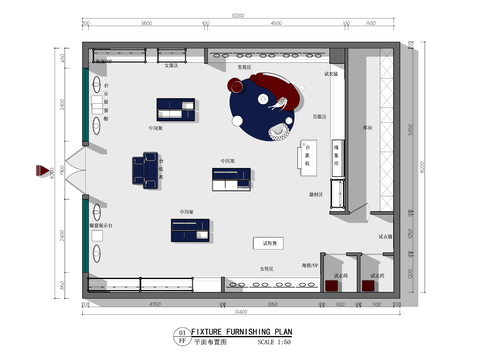  服装买手店cad平面图 