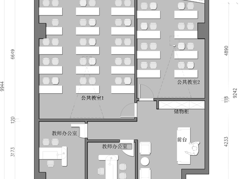  培训室cad平面图 
