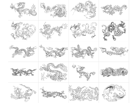  龙纹图案CAD图库 