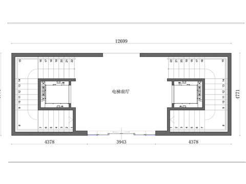  双电梯布局图 电梯入口设计cad图库 