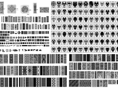  中式元素 屏风雕花 中式cad图库 