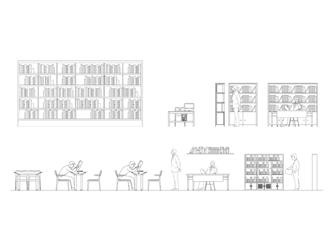  谧阅读角落 图书馆学习位cad大样图 