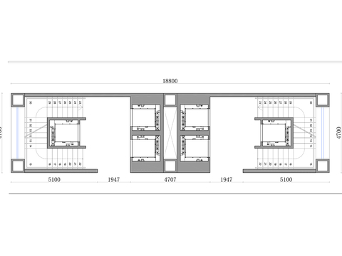  双入口布局图 六电梯位置分布cad图库 