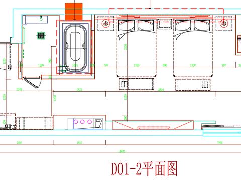  酒店客房 酒店房间 客房平面图 房间平面布局 客房平面布置cad施工图 