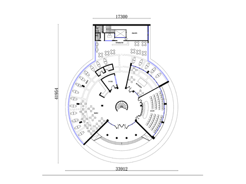  圆弧阅读区设计 圆弧书架cad大样图 