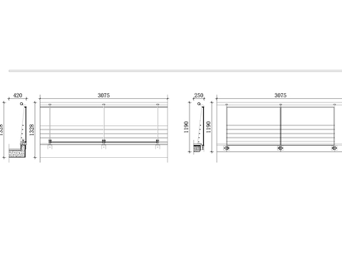  钢质玻璃护栏cad图库 