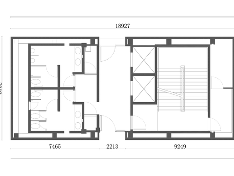  双电梯布局设计 多功能前室设计cad图库 