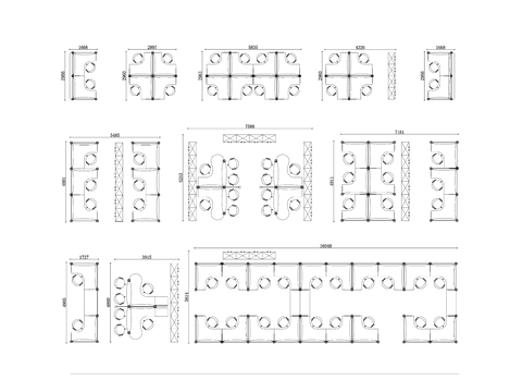  单人共享工位 办公室CAD平面图 