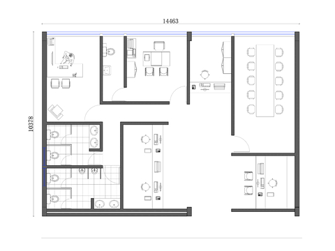  开放办公区 办公室CAD平面图 