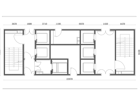  多入口设计方案 六电梯CAD平面图 
