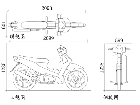  本田踏板车cad平面图 