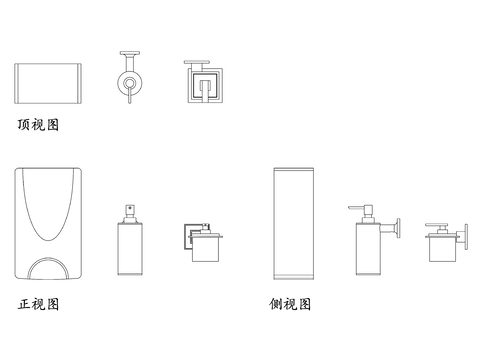  壁挂式皂液器安装cad平面图 