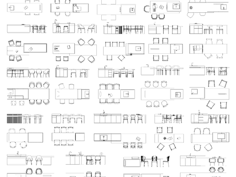  中岛台 吧台 餐岛台cad图库 