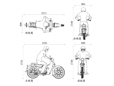  骑电单车模特平面图 电单车设计图 模特展示图 电单车布局图cad大样图 
