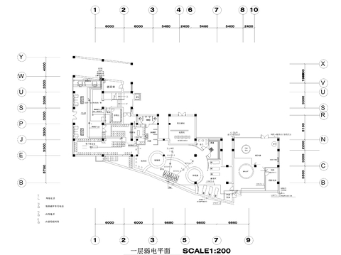  某休闲会所cad电气平面示意图 