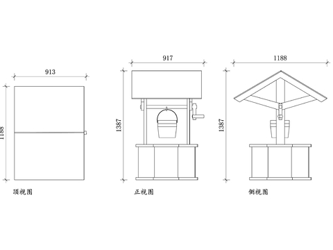  景区许愿井平面图 许愿井布局图 许愿井设计图 许愿井结构图cad大样图 