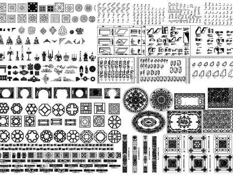  中式花纹 线条 线条剖面CAD图库 