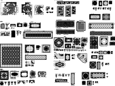  地面拼花 石材拼花cad图库 