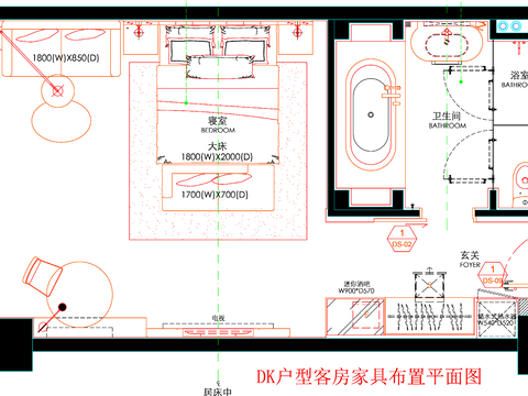  酒店客房 酒店房间 客房平面图 房间平面布局 客房平面布置cad施工图 