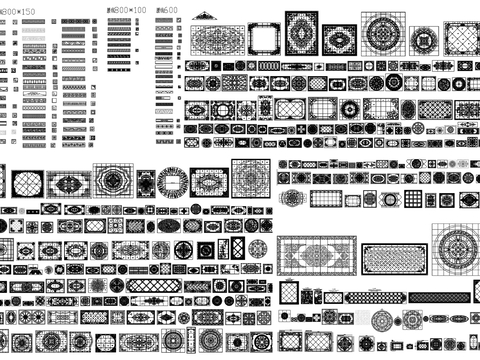  水刀拼花 地拼 地面拼花 拼花素材CAD图库 