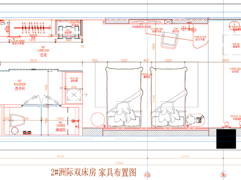  酒店客房 酒店房间 客房平面图 房间平面布局 客房平面布置cad施工图 