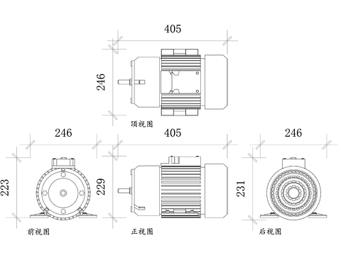 电动马达CAD三视图 