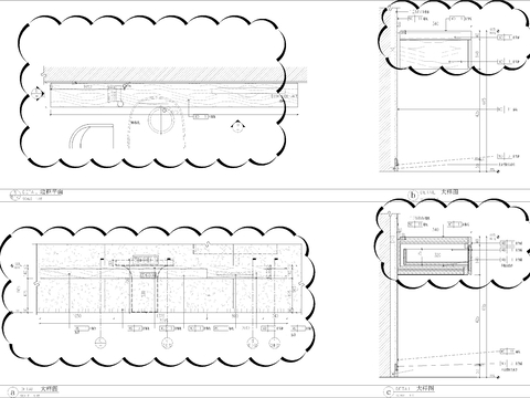  套房墙身造型背景节点大样图 
