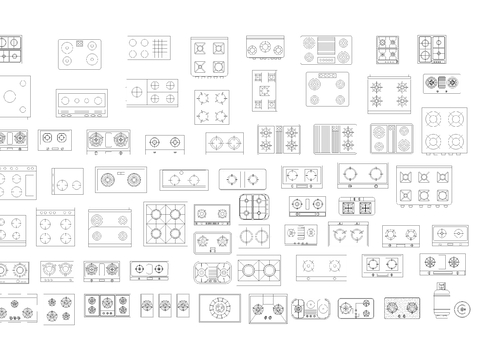  炉灶燃气灶cad图库 