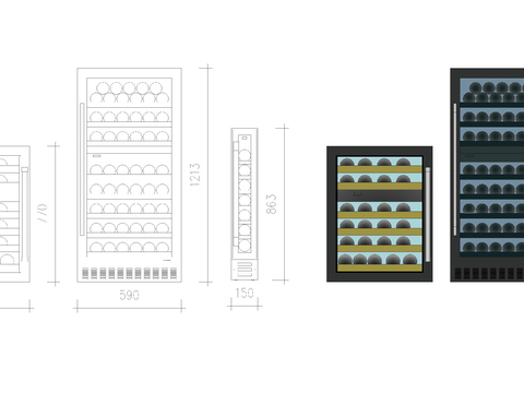  葡萄酒冷藏冰箱cad图库 
