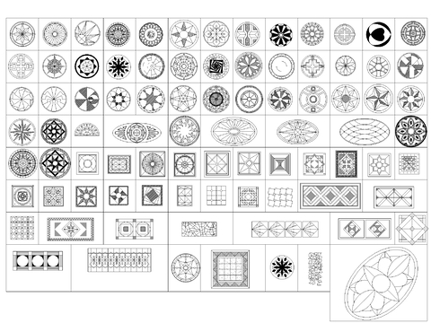  地面拼花图案cad图库 