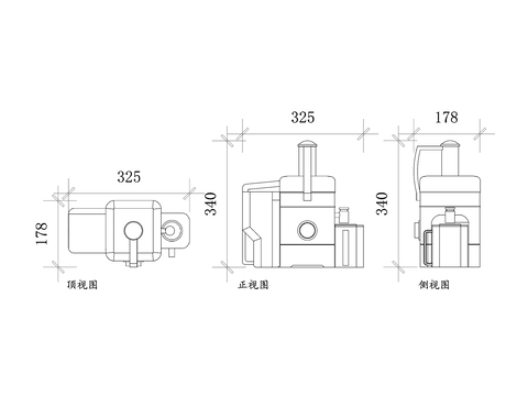  现代风格榨汁机 平面图 操作简便 高效榨汁 易于清洁cad大样图 