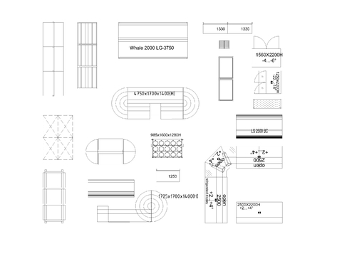  商店和超市货架cad图库 