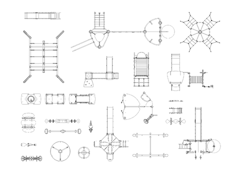  游乐场器材cad平面图 