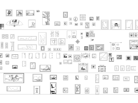  图片框架相框装饰画cad图库 