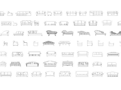  多人沙发cad图库 