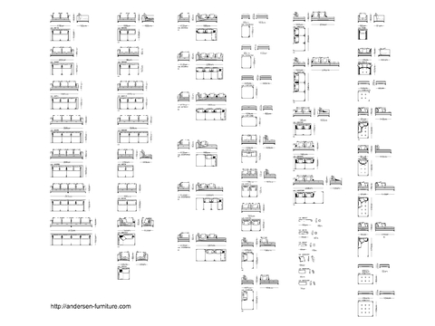  多人沙发cad图库 