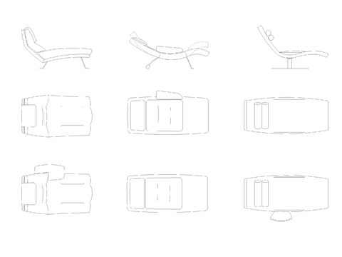  躺椅单背沙发cad图库 