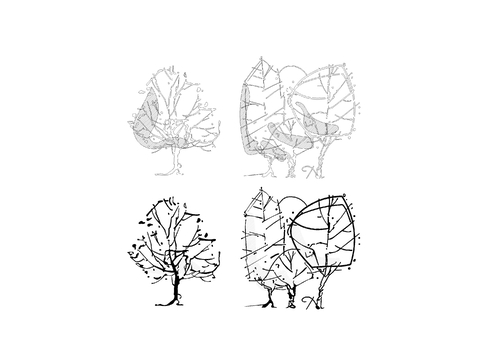  树木立面手绘草图cad图库 