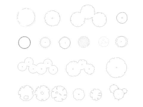  平面树简单的树cad图库 
