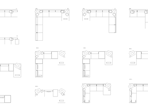  转角沙发cad图库 