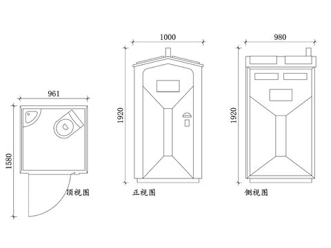  现代移动厕所cad平面图 