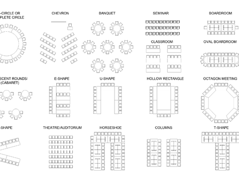  会议桌椅圆桌椅桌椅组合cad图库 